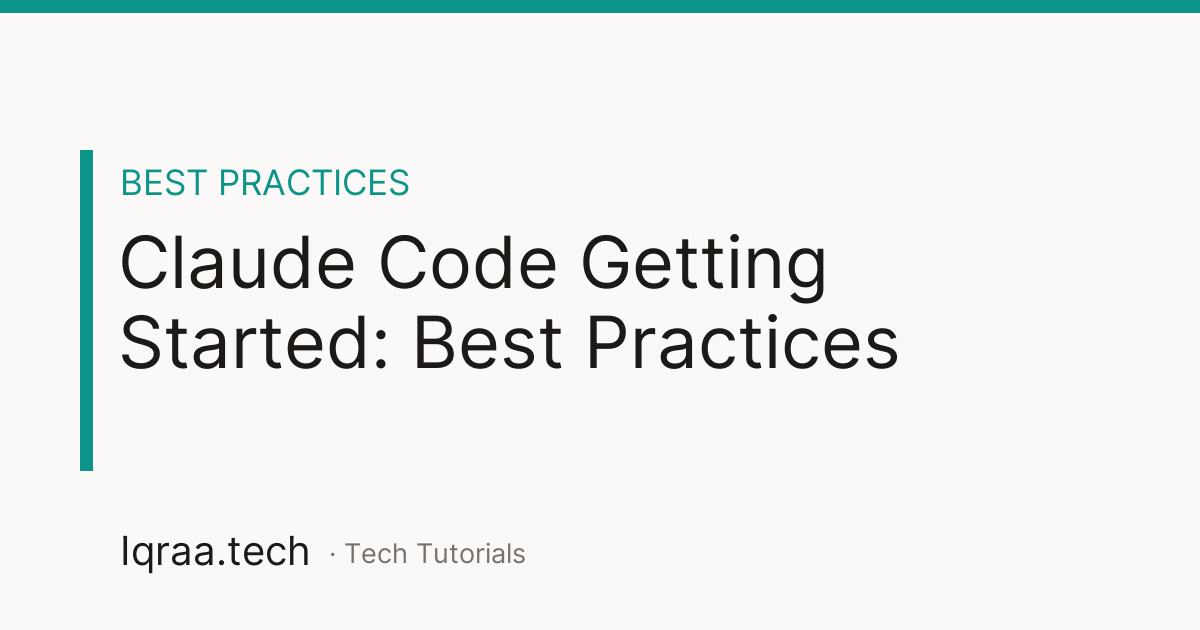 Claude Code Getting Started best practices