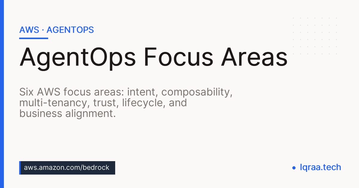AgentOps focus areas key concepts intent composability multi-tenancy trust lifecycle business