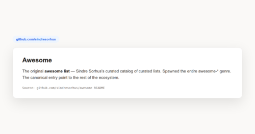 Project screenshot: Awesome Lists: The Original Curated Index