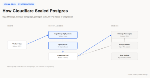 How Cloudflare scaled Postgres architecture diagram with edge SQL proxy