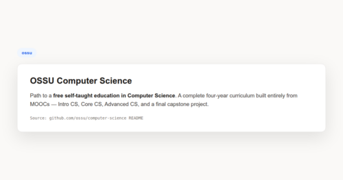 Project screenshot: OSSU: A Free Self-Taught CS Degree