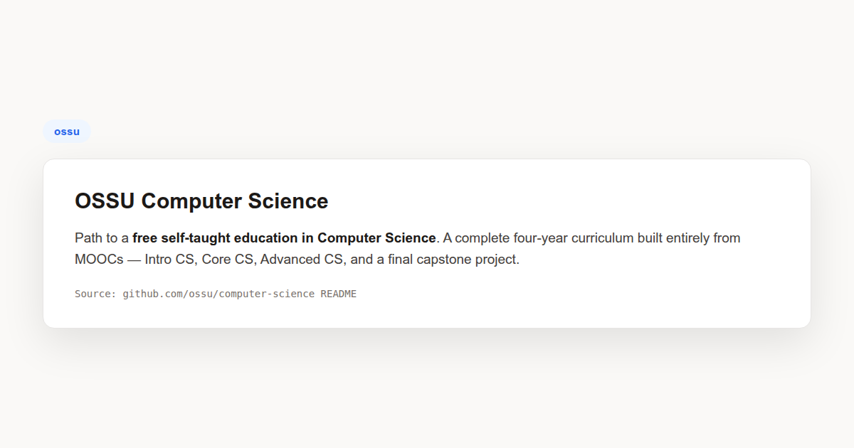 OSSU computer-science self-taught CS degree
