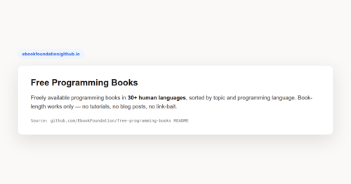 Project screenshot: Free Programming Books: The EbookFoundation Catalog