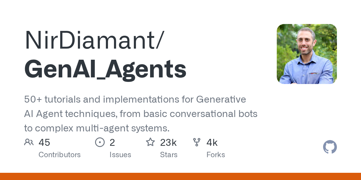 genai-agents: Nir Diamant GenAI agents tutorials collection
