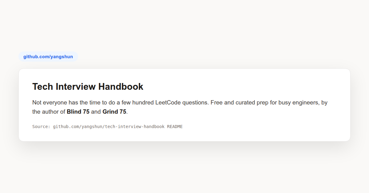 tech-interview-handbook: curated coding interview prep